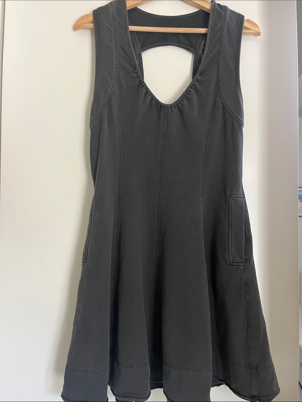 Anthropologie Black Tennis Dress Fit Flare Sleeveless Athleisure Pockets XS